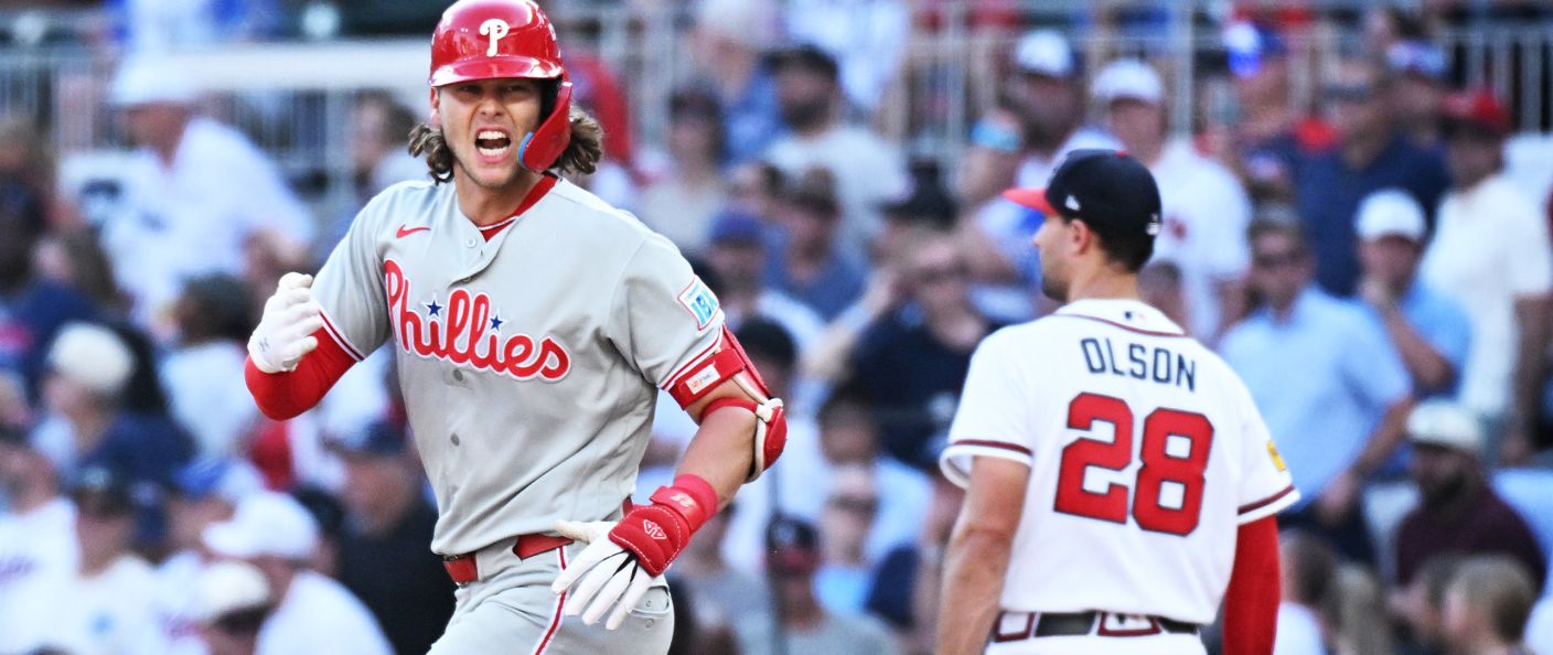 Action du match entre les Phillies et les Braves, au Truist Park.