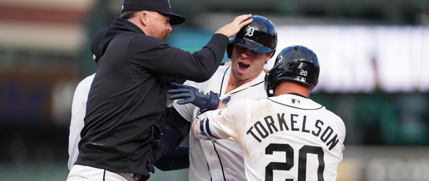 Action du match Tigers - Royals au Comerica Park.