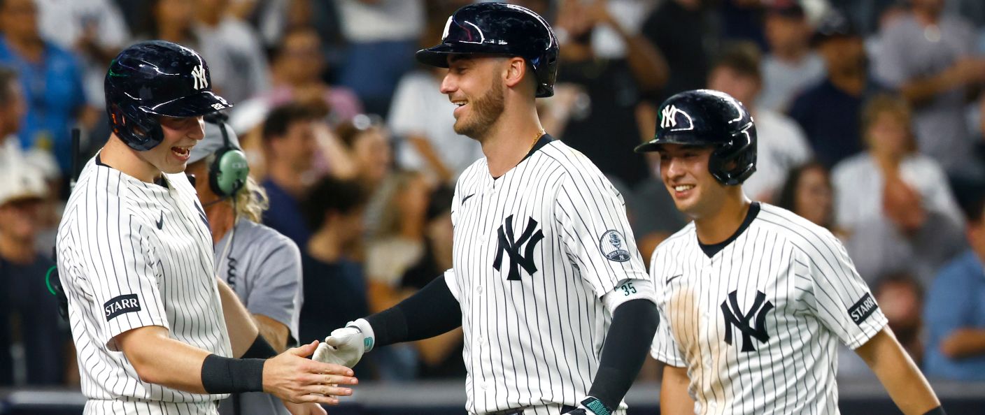 Action du match entre les Mets et les Yankees, au Yankee Stadium.