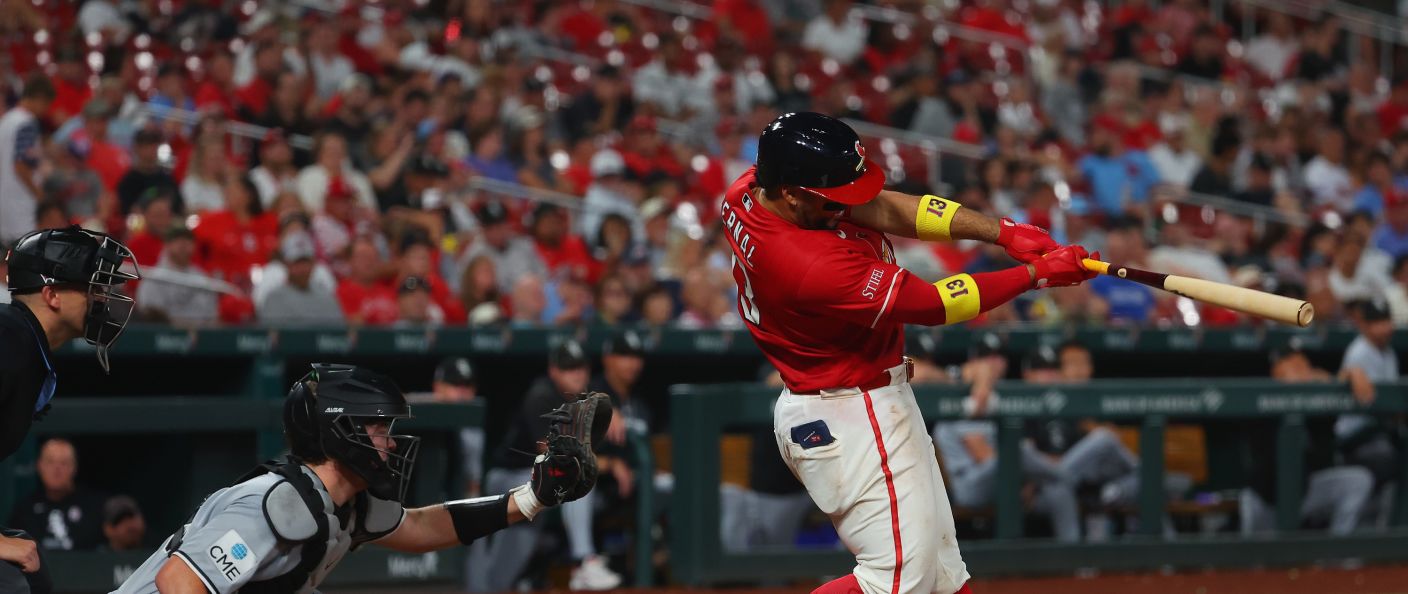 Action du match entre les White Sox et les Cardinals, au Busch Stadium.