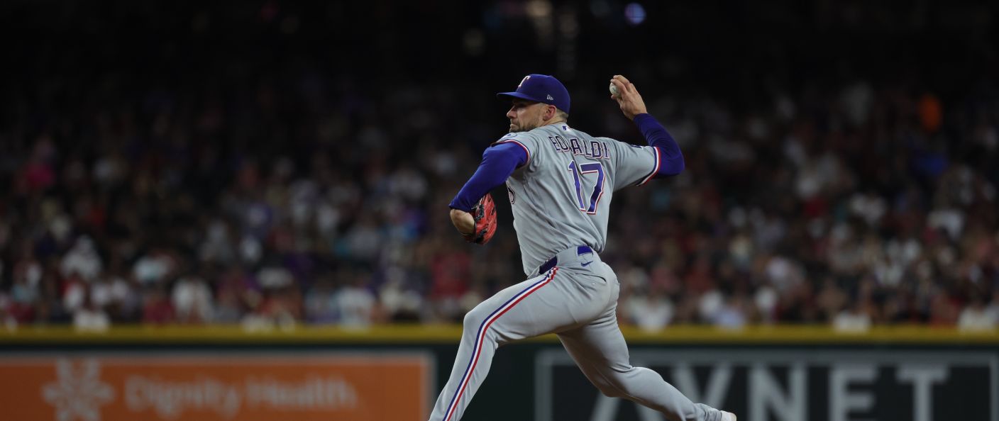 Action du match entre les Texas Rangers et les Arizona Diamondbacks, au Chase Field.
