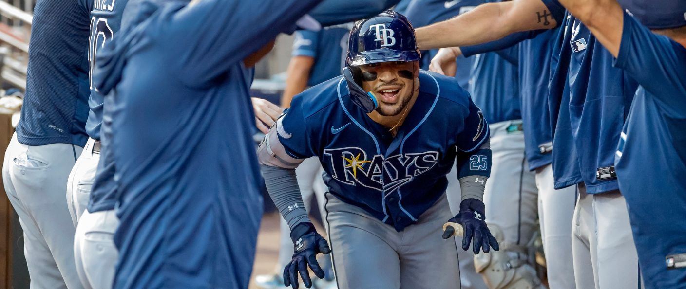 Action du match entre les Rays et les Braves, au Truist Park.