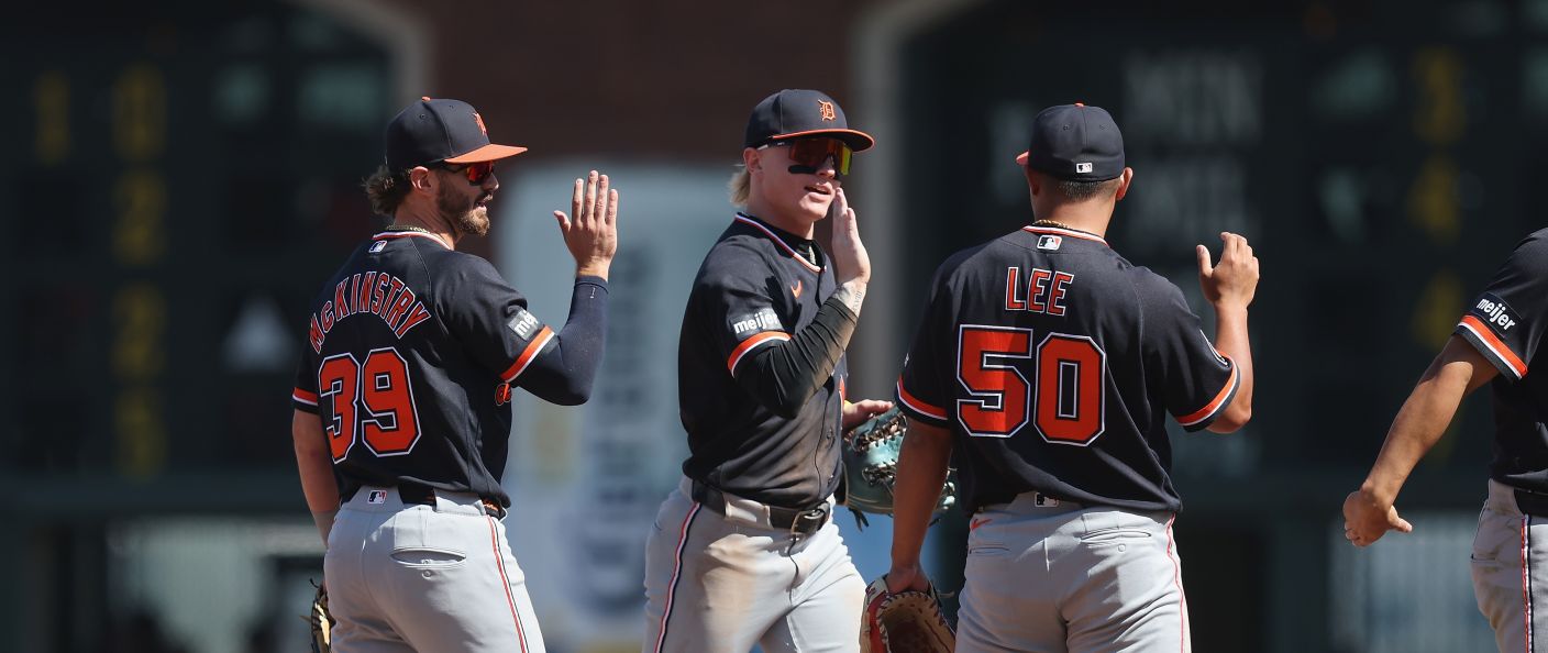 Action du match entre les Tigers et les Giants, à Oracle Park.