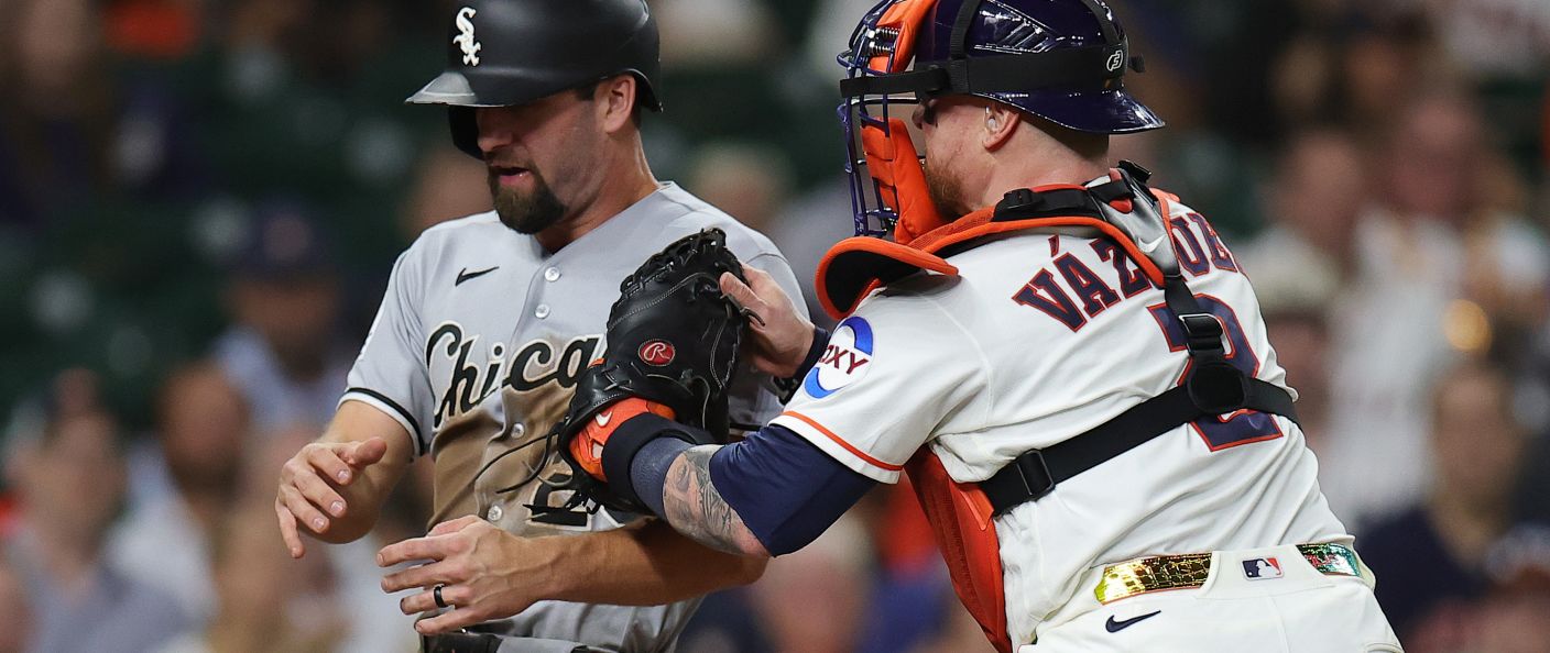 Action du match entre les Rockies et les White Sox, au Rate Field.