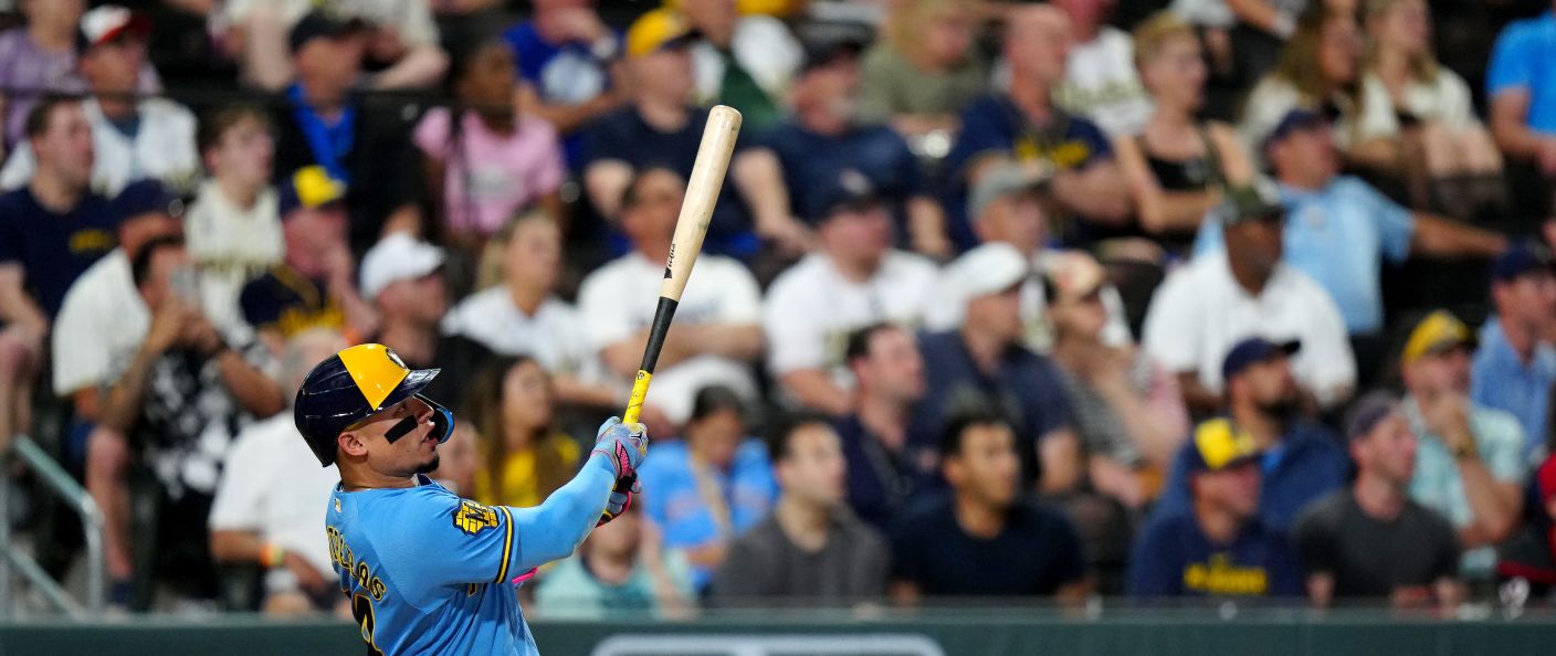 Action du match Athletics - Brewers au Las Vegas Ballpark.
