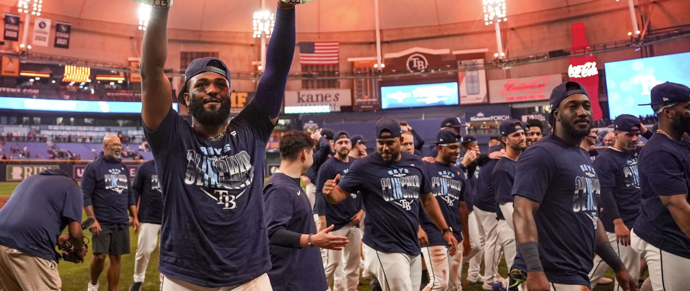 Action du match entre les Astros et les Rays, au Tropicana Field.