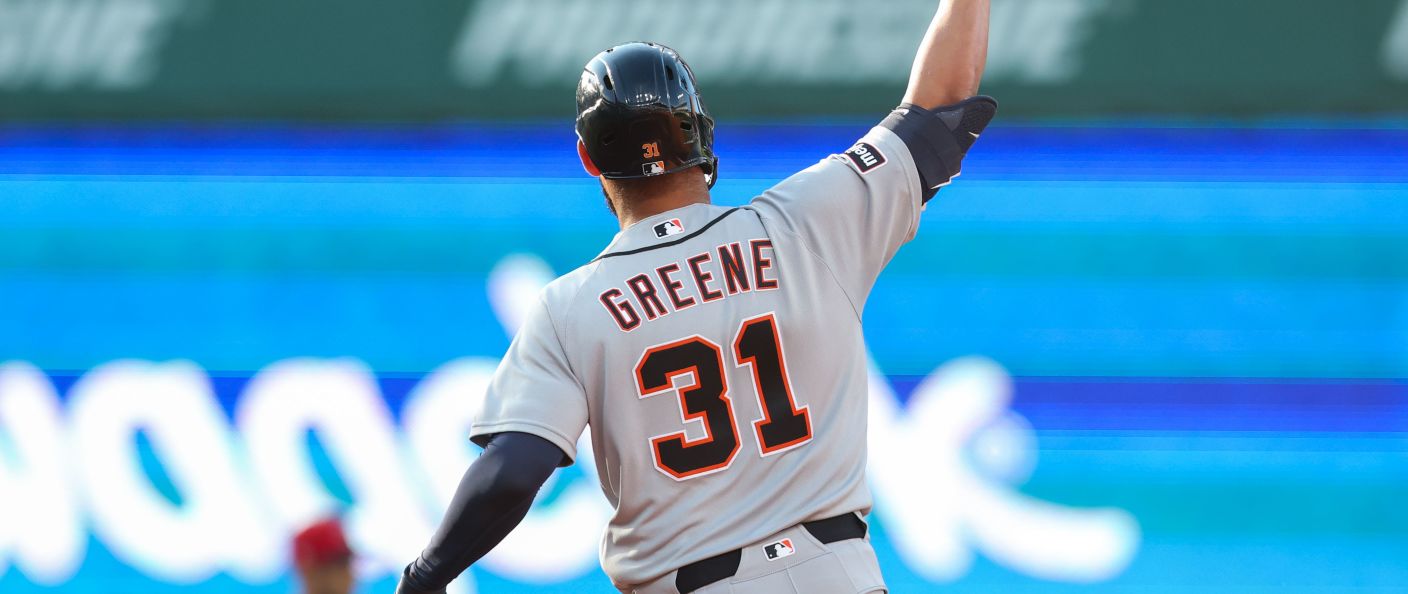 Action du match entre les Tigers et les Guardians, au Progressive Field.