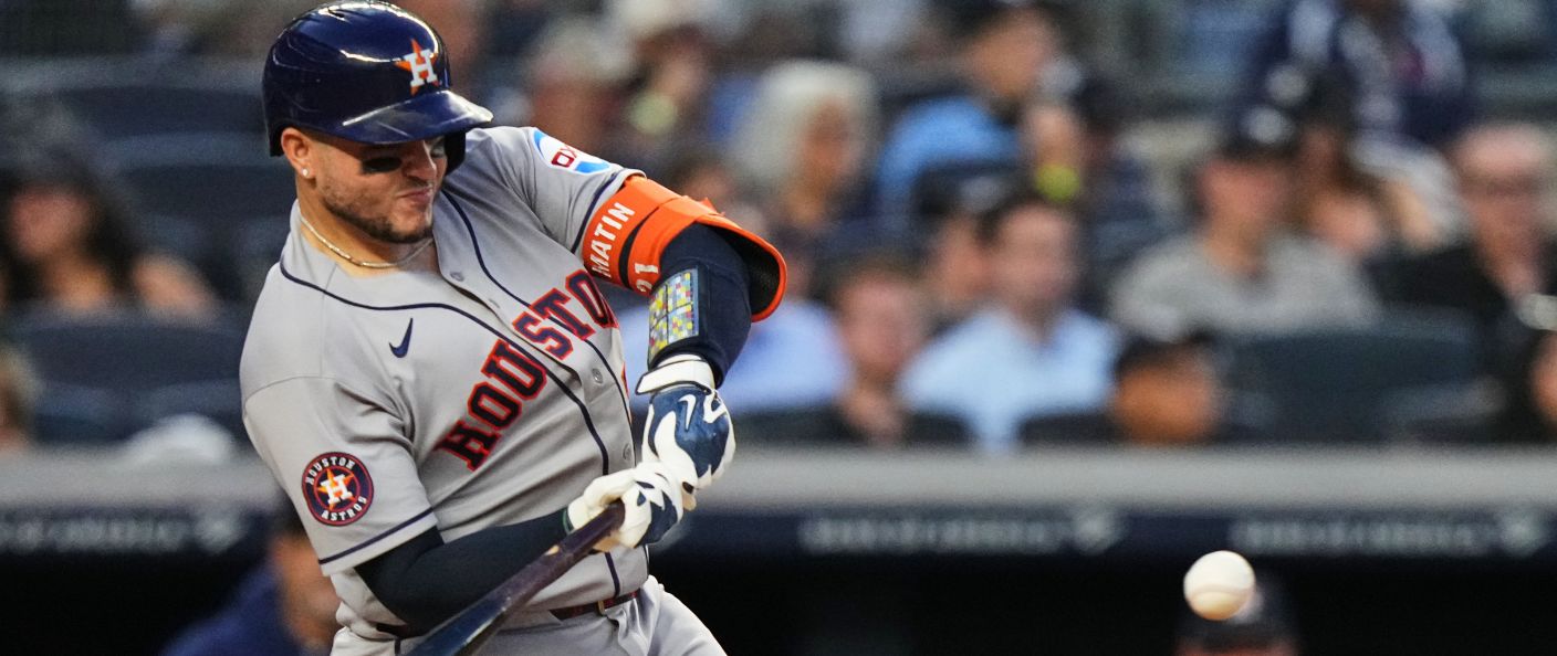 Action du match entre les Astros et les Yankees, au Yankee Stadium.