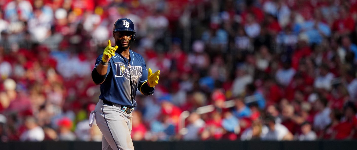 Action du match entre les Rays et les Cardinals, au Busch Stadium.