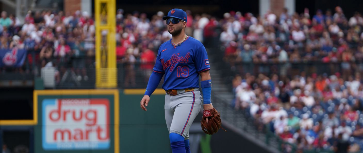 Action du match entre les Mets et les Guardians, au Progressive Field.