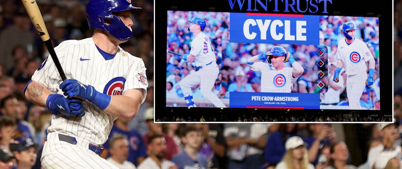 Action du match Cubs - Rockies au Wrigley Field.