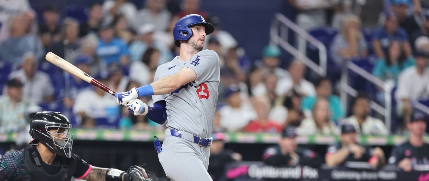 Action du match entre les Dodgers et les Marlins, au loanDepot park.