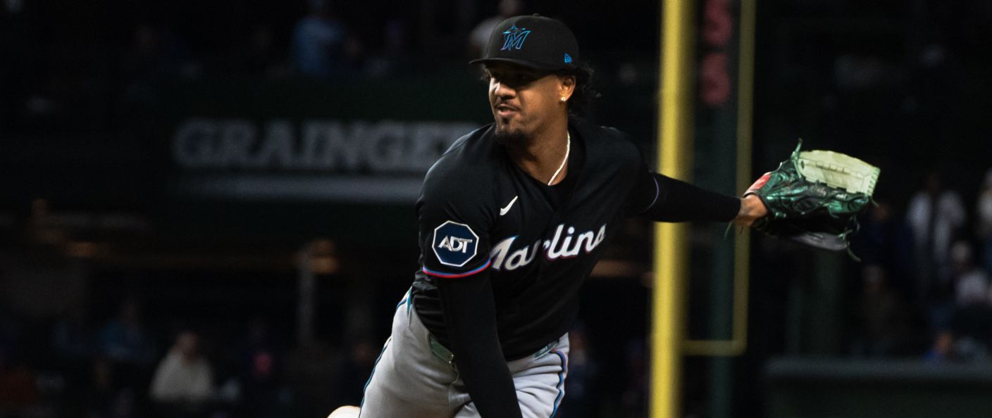 Action du match entre les Marlins et les Cubs, au Wrigley Field.