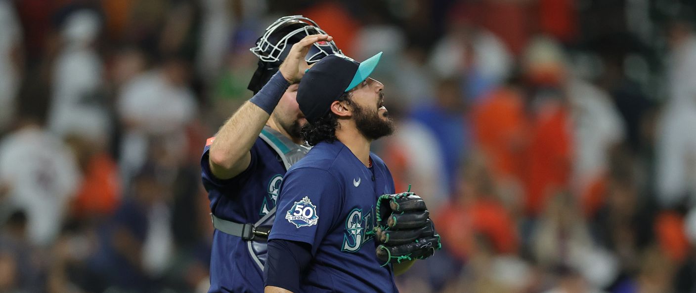 Action du match entre les Mariners et les Astros, au Daikin Park.