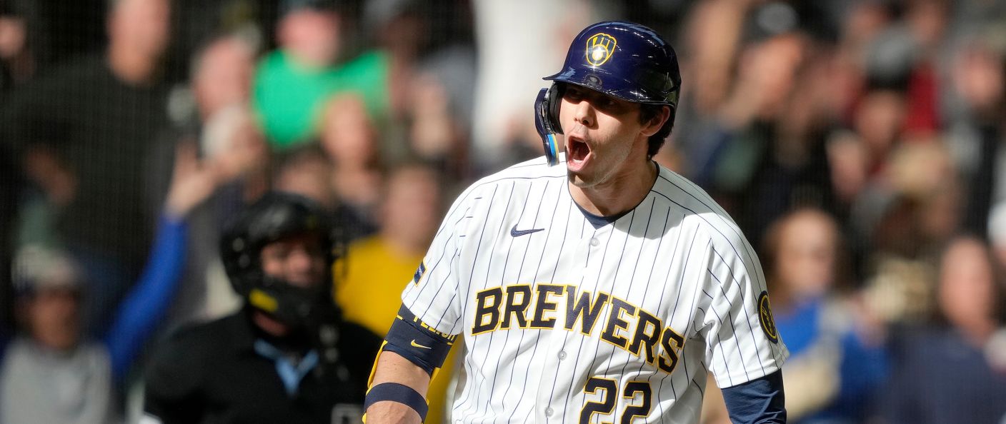 Action du match entre les White Sox et les Brewers, au American Family Field.