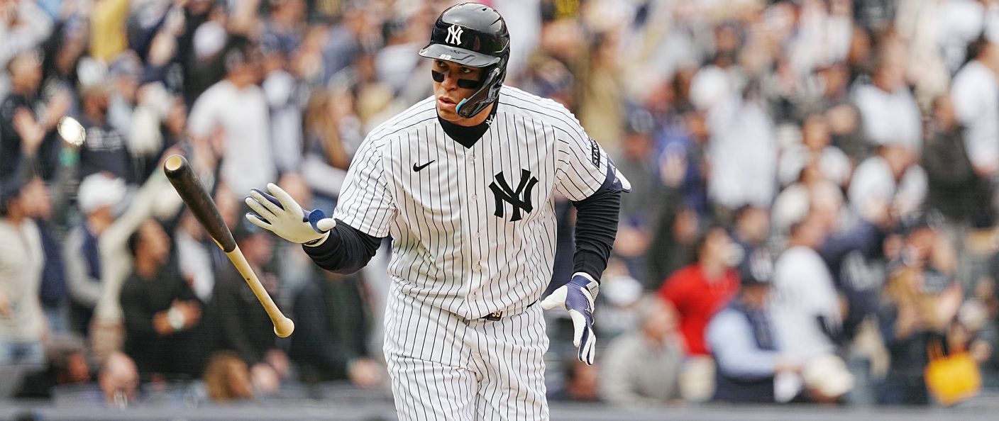 Action du match entre les Marlins et les Yankees, au Yankee Stadium.