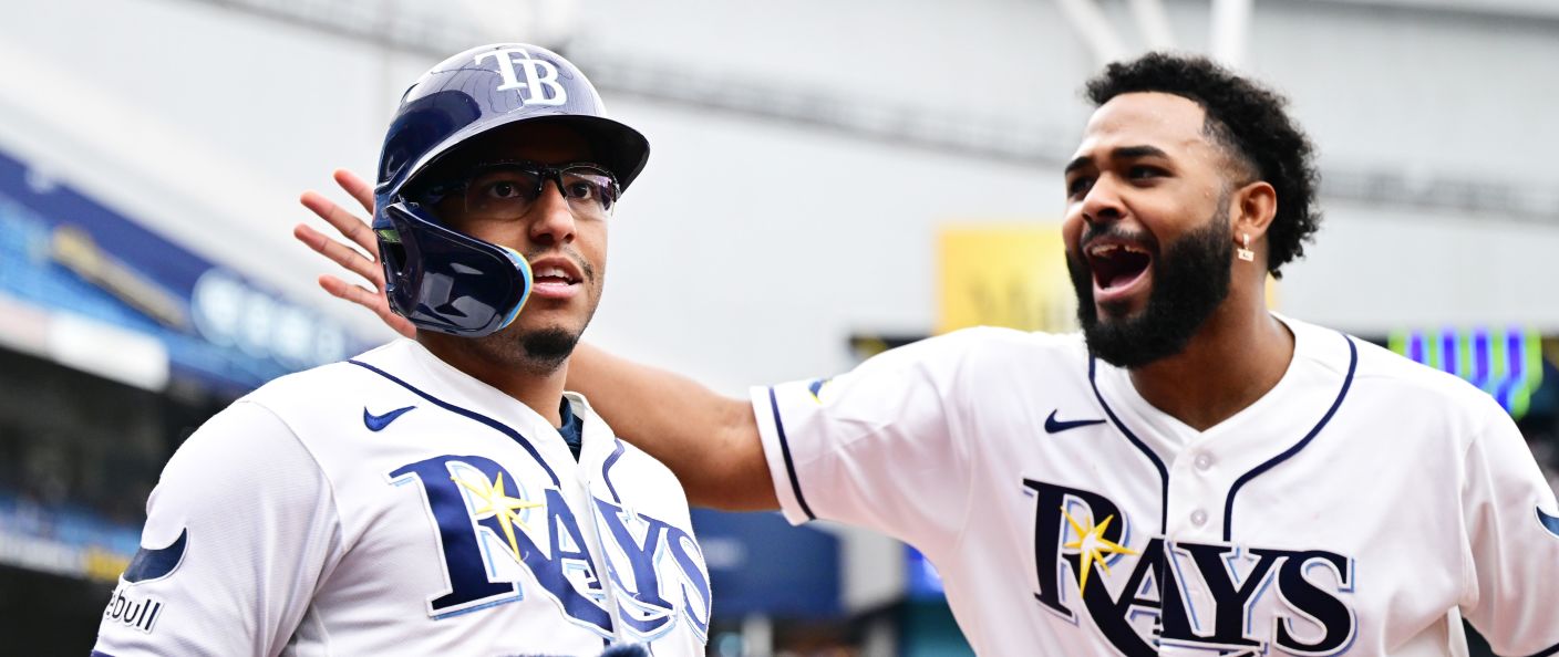 Action du match entre les Athletics et les Rays, au Tropicana Field.