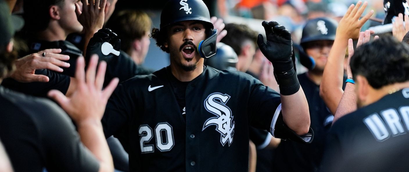 Action du match entre les White Sox et les Tigers, au Comerica Park.