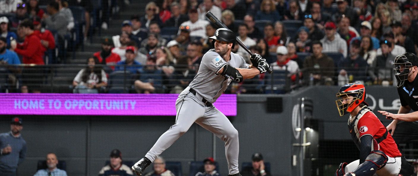 Action du match entre les White Sox et les Guardians, au Progressive Field.