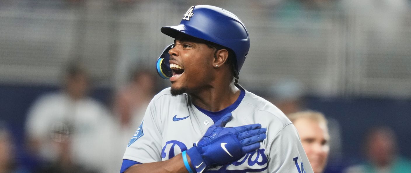 Action du match entre les Dodgers et les Marlins, au loanDepot park.