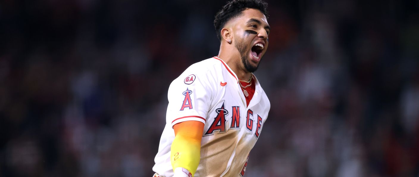 Action du match Angels - Mets au Angel Stadium.