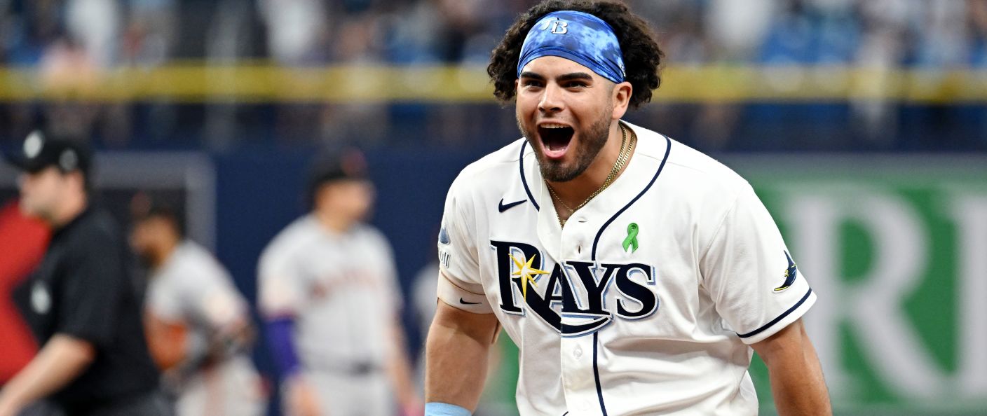 Action du match Rays - Giants au Tropicana Field.