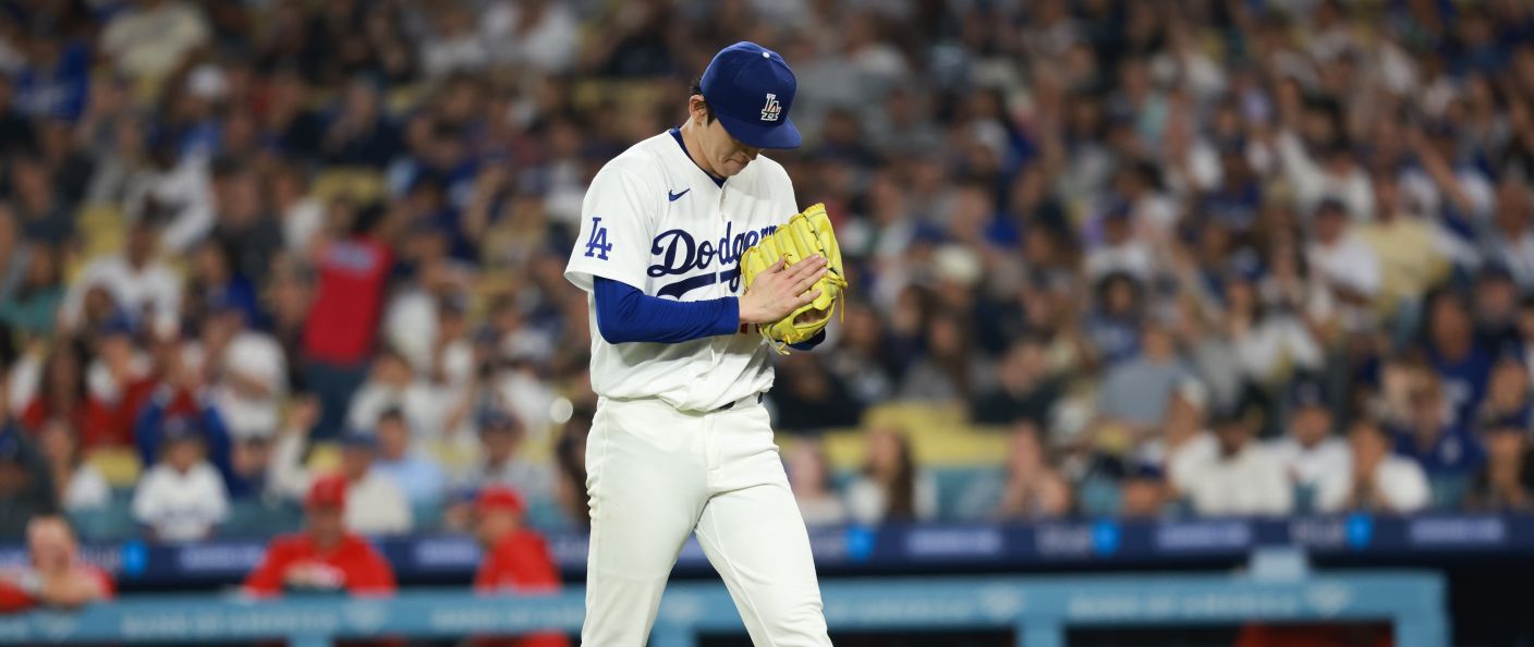 Action du match Dodgers - Angels au UNIQLO Field at Dodger Stadium.