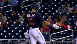 This is a 2022 photo of Drew Millas of the Washington Nationals