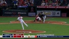 ANAHEIM, CA - JUNE 29: Los Angeles Angels pitcher Jose Soriano (59)  pitching during an MLB baseball game against the Chicago White Sox played  on June 29, 2023 at Angel Stadium in