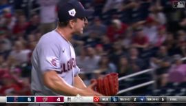 CLEVELAND, OH - APRIL 24: James Karinchak (99) of the Cleveland Indians  reacts before pitching in the ninth inning of a game against the New York  Yank Stock Photo - Alamy