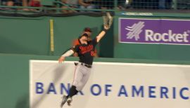 Orioles Ryan McKenna, Dover, NH, triples vs. Red Sox for first