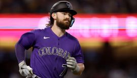 August 12 2022: Colorado center fielder Wynton Bernard (36) scores his  first run in his first game of his career at age 31 during the game with  Saint Louis Cardinals and Colorado