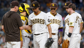 New starter Jake Arrieta injured in defeat as scuffling San Diego Padres  complete 'brutal road trip' - ESPN