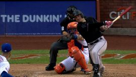 Nick Fortes of the Miami Marlins rounds the bases after connecting News  Photo - Getty Images