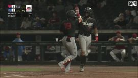 Rocket City Trash Pandas catcher Edgar Quero (10) during an MiLB