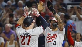 LOS ANGELES, CA - MAY 17: Minnesota Twins catcher Ryan Jeffers (27