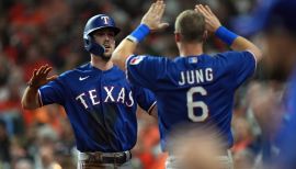 Josh Jung #6 Texas Rangers 2023 Season Blue Printed Baseball Shirt Jersey