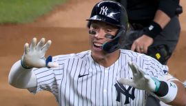 New York Yankees: Jason Giambi White Pinstripe Russell Athletic