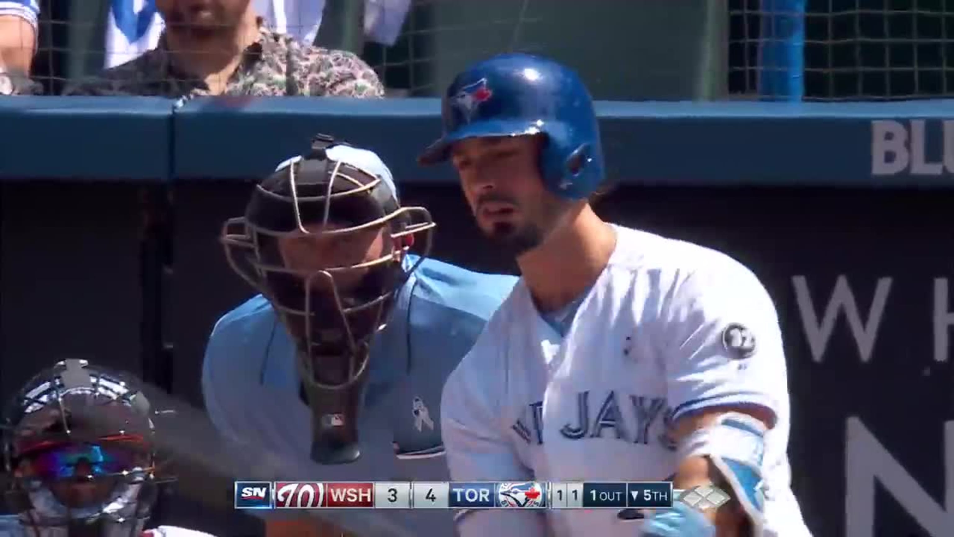 Marcus Stroman and Randal Grichuk are going after each other on