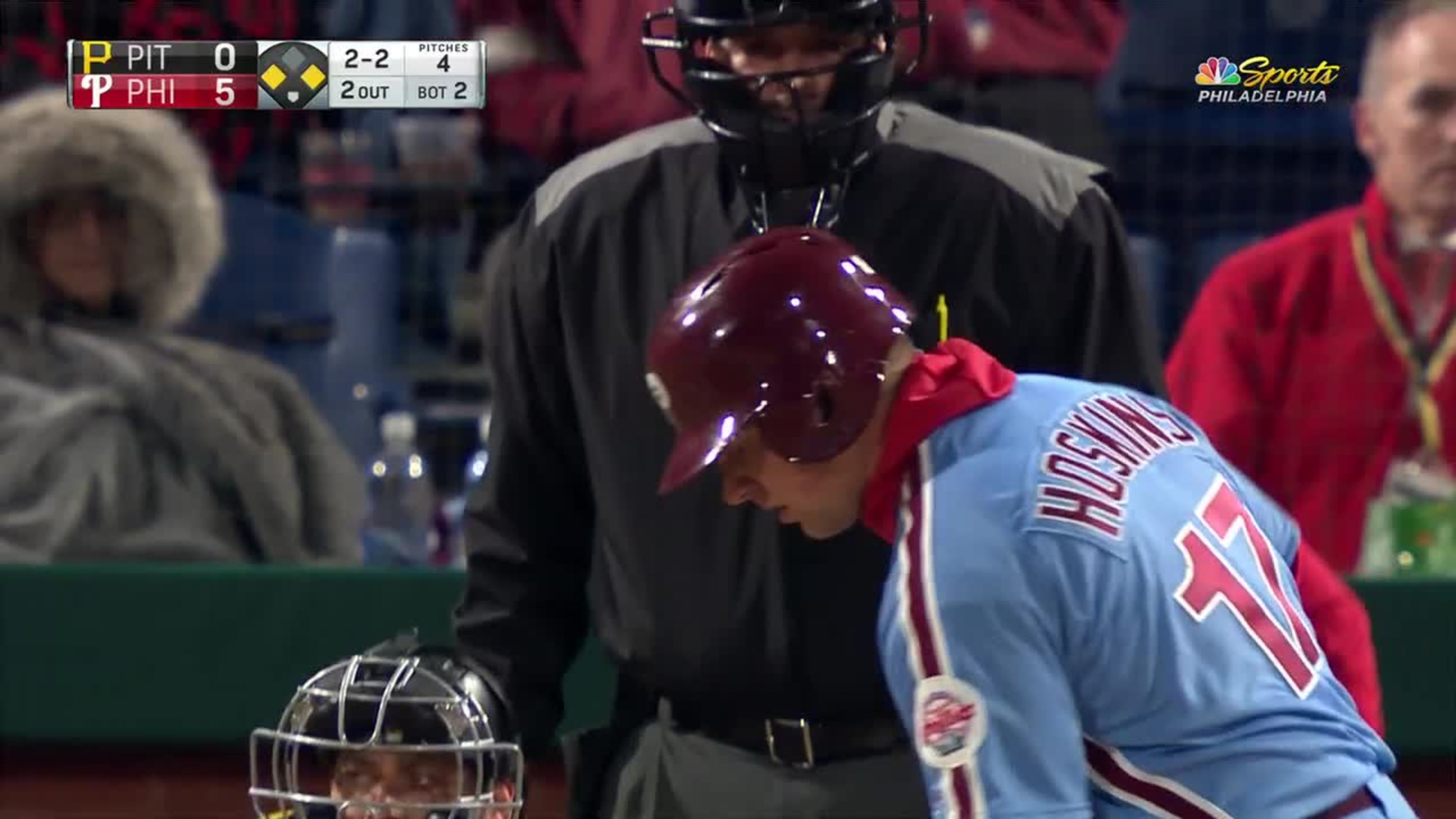 Rhys Hoskins strikes out swinging.