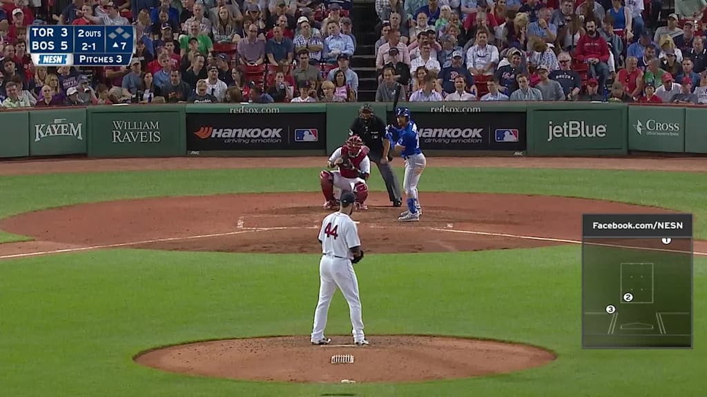 Devon Travis singles on a sharp line drive to left fielder Andrew Benintendi, deflected by shortstop Xander Bogaerts.