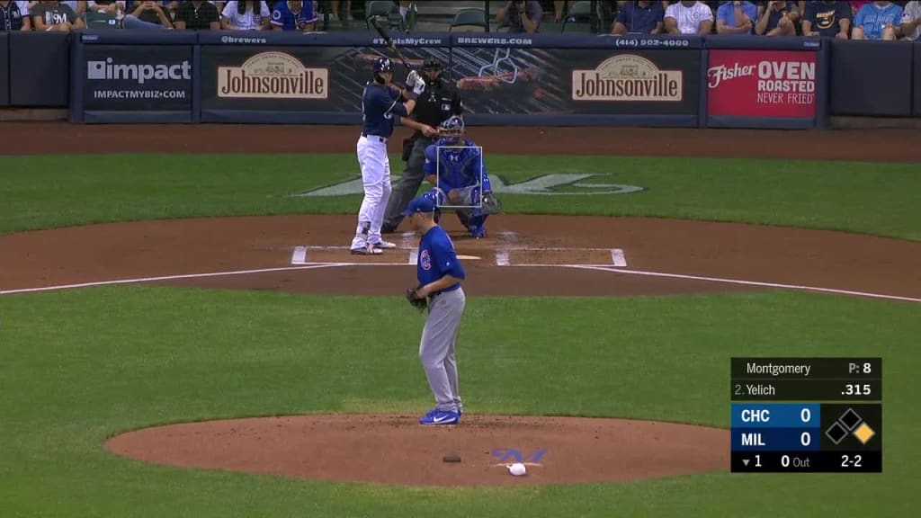 Christian Yelich grounds into a double play, second baseman Javier Baez to shortstop Addison Russell to first baseman Anthony Rizzo.   Lorenzo Cain out at 2nd.    Christian Yelich out at 1st.