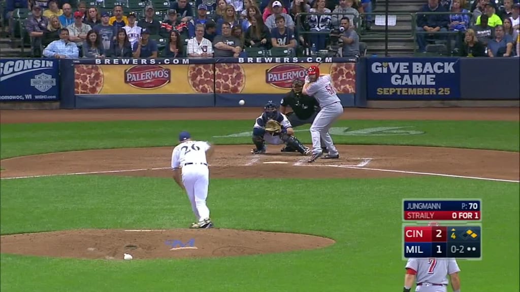 Dan Straily grounds out, second baseman Scooter Gennett to first baseman  Chris Carter.