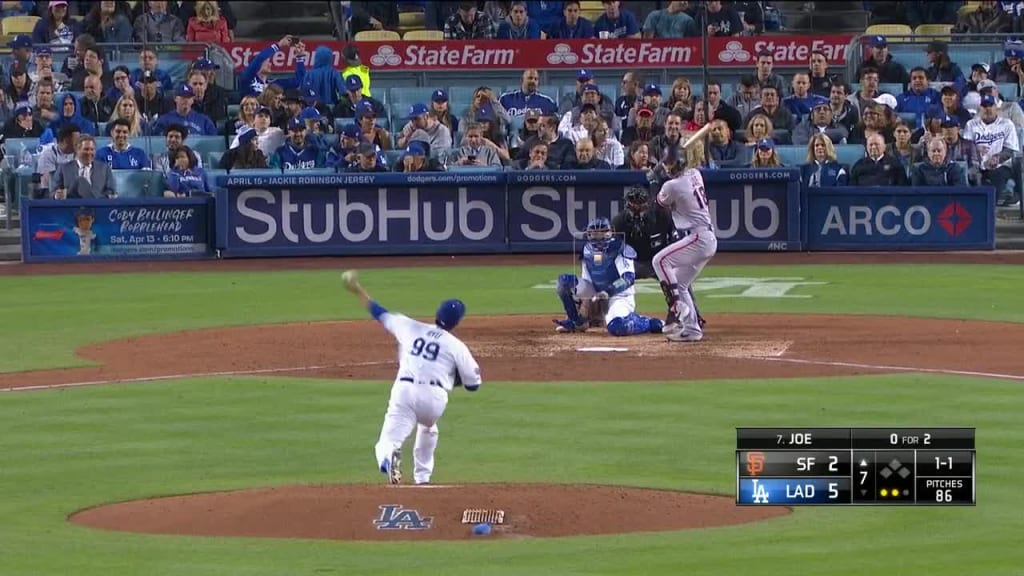 Connor Joe grounds out, shortstop Corey Seager to first baseman Max Muncy.