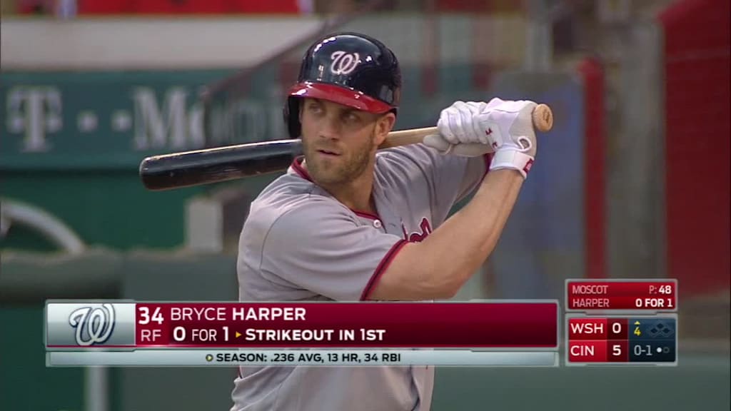 Bryce Harper singles on a sharp ground ball to right fielder Jay Bruce., 06/05/2016