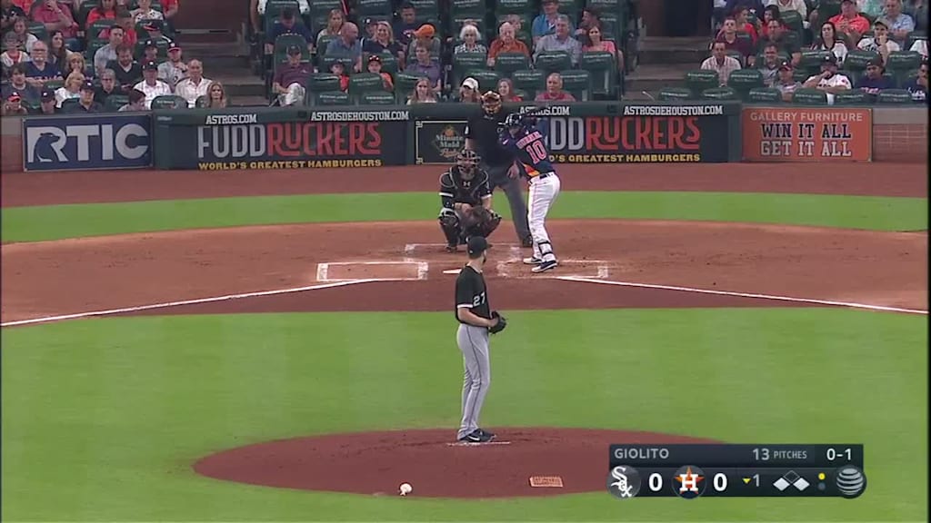 Yuli Gurriel grounds into a double play, second baseman Yoan Moncada to first baseman Jose Abreu.   Jose Altuve out at 2nd.    Yuli Gurriel out at 1st.