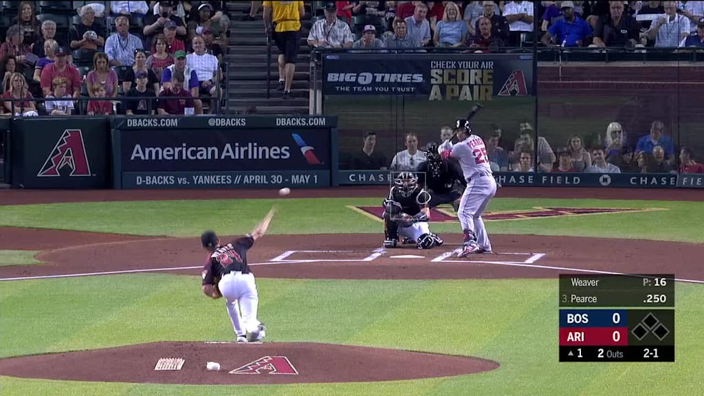 Steve Pearce lines out to second baseman Wilmer Flores.