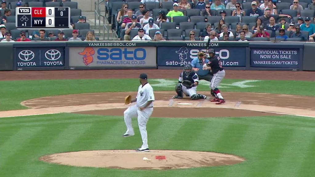 CC SABATHIA throws a strike on the first pitch of the game