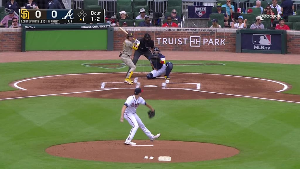 Jake Cronenworth grounds out, second baseman Ozzie Albies to first baseman Matt Olson.