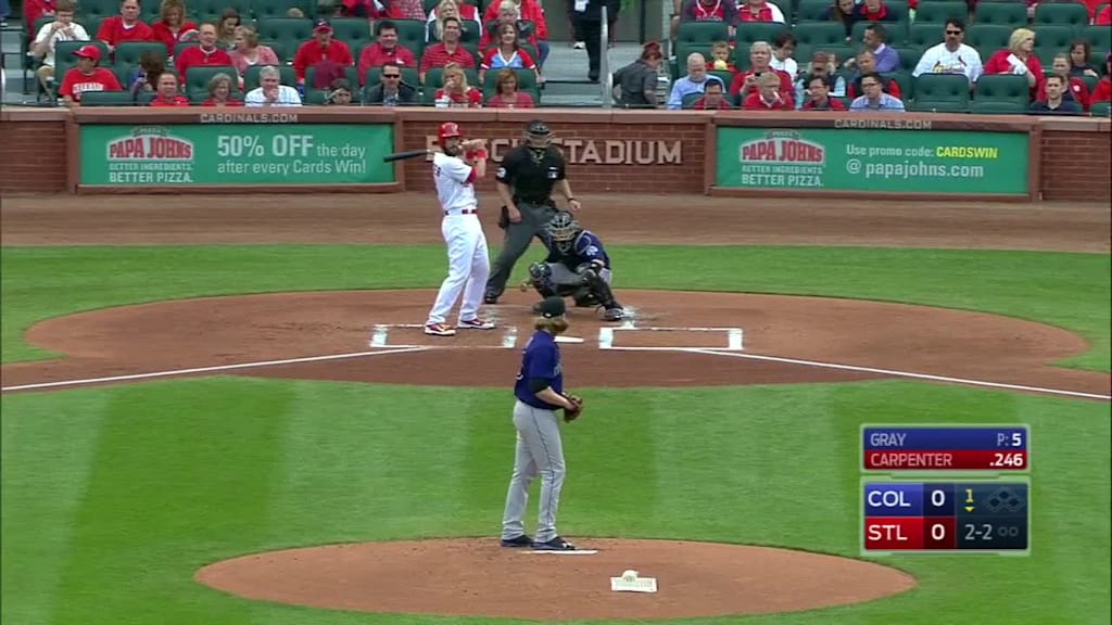 Matt Carpenter lines out to center fielder Charlie Blackmon.